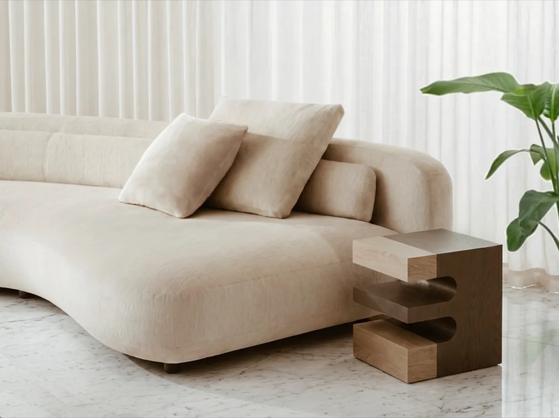 Cuddle table object in an interior setting