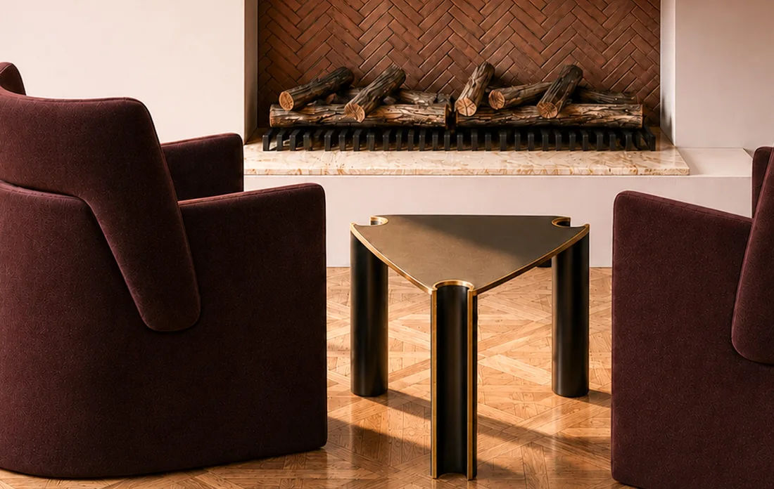 Triskele table object in an interior setting